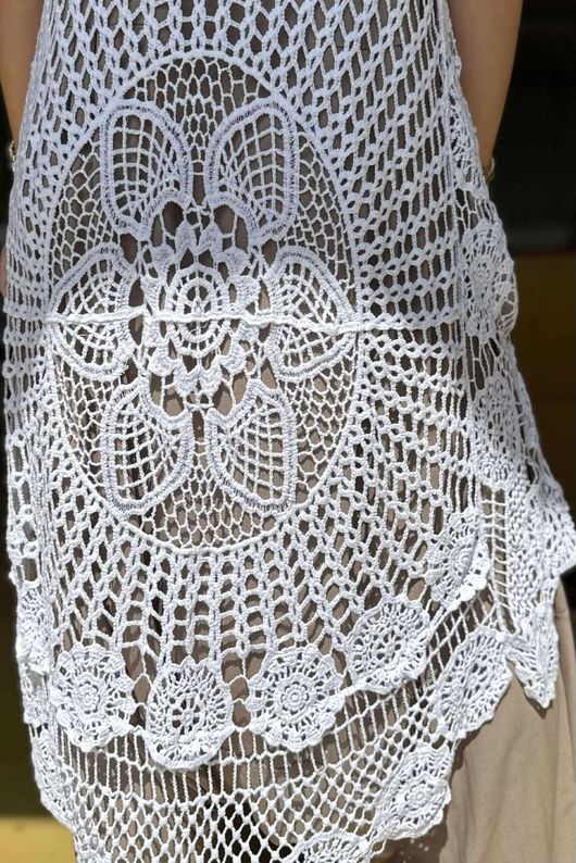 Laundry B Ibiza Crochet High Low Tie Tank White 